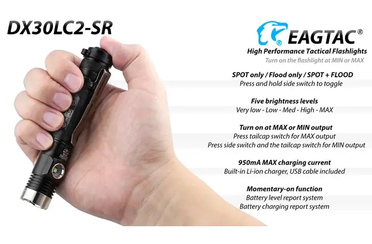 EAGTAC D Series DX30LC2-SR Side-LED Rechargeable LED Flashlight Kit w/ Free Shipping — 3 models - view 13